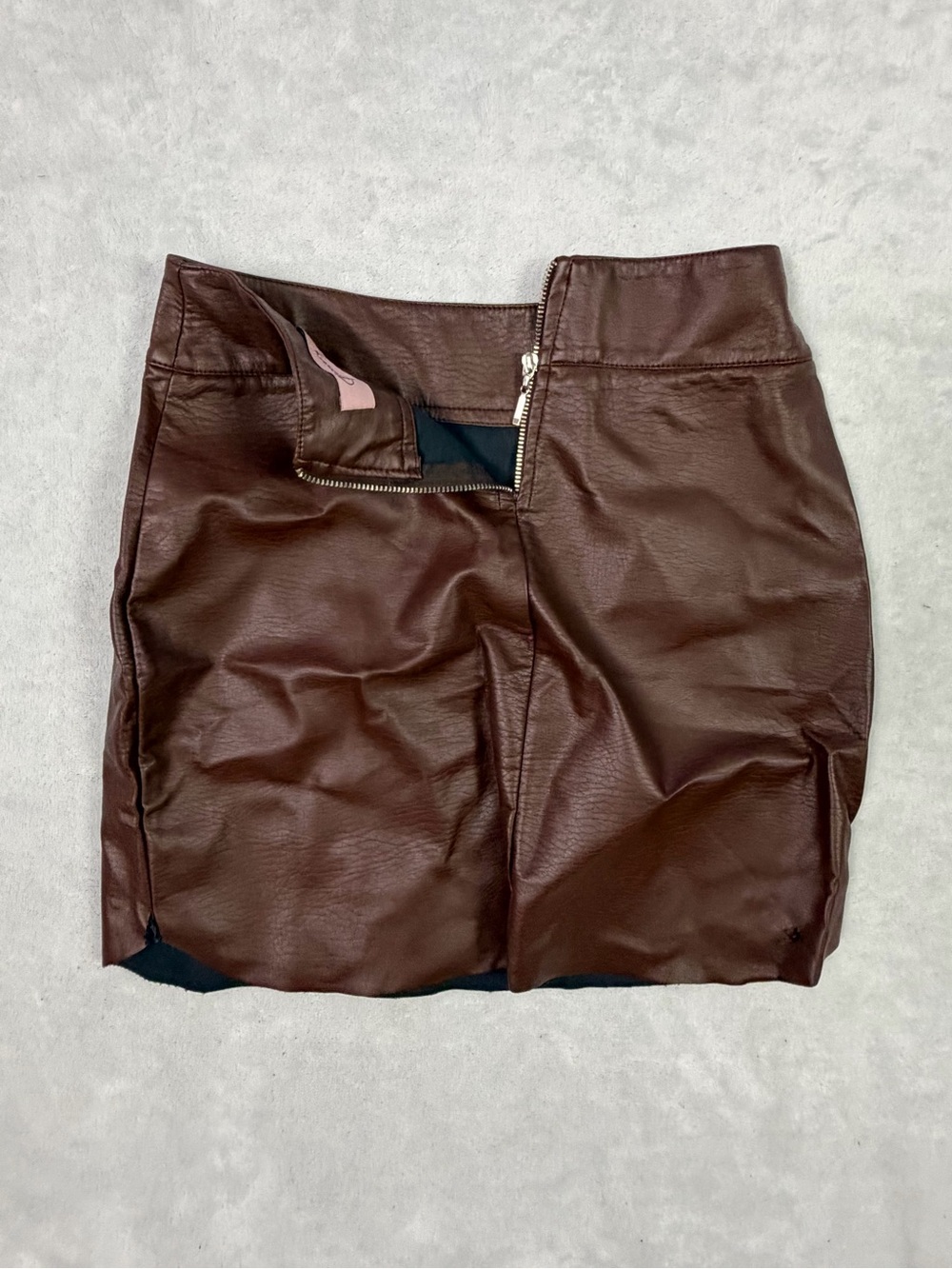 Reiss Chocolate Brown Faux Leather Mini Skirt